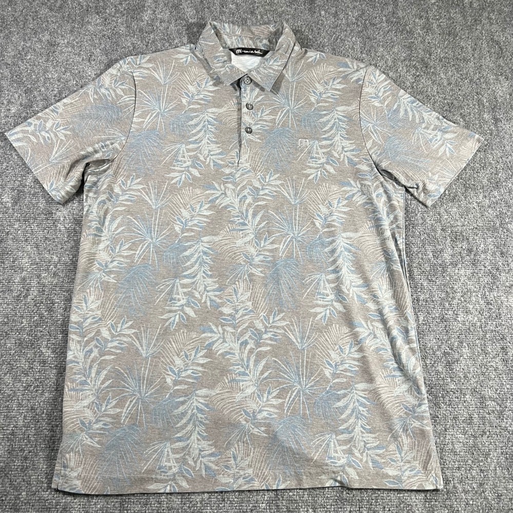 Travis Mathew Mens Polo Shirt Palm Leaf Print Short Sleeve Size L‎